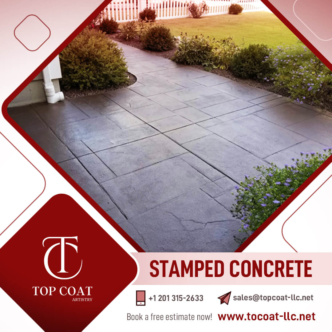 Transform your outdoor space with Top Coat LLC's stamped concrete in New Jersey! We offer patios and unique designs. Call us at +1 (201) 315 2633 for quality service and expert installation. Stamped concrete New Jersey, Stamped concrete patio, Stamped concrete South Jersey, Unique Concrete West Milford NJ, Stamped concrete patterns, Stamped concrete near me, Stamped concrete prices, Concrete patio NJ, Decorative concrete, Outdoor concrete solutions, Custom stamped concrete, Affordable stamped concrete, Concrete installation NJ, Quality stamped concrete, Stamped concrete services, Fair Lawn concrete, Patios and walkways, Concrete design NJ, Residential stamped concrete, Commercial stamped concrete.